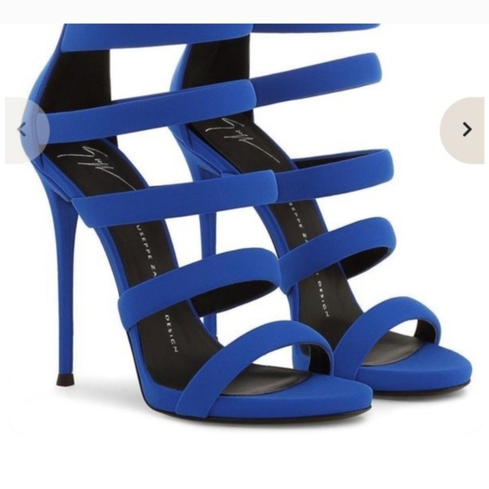 Giuseppe Zanotti Caged Vibrant Blue Strappy Heels